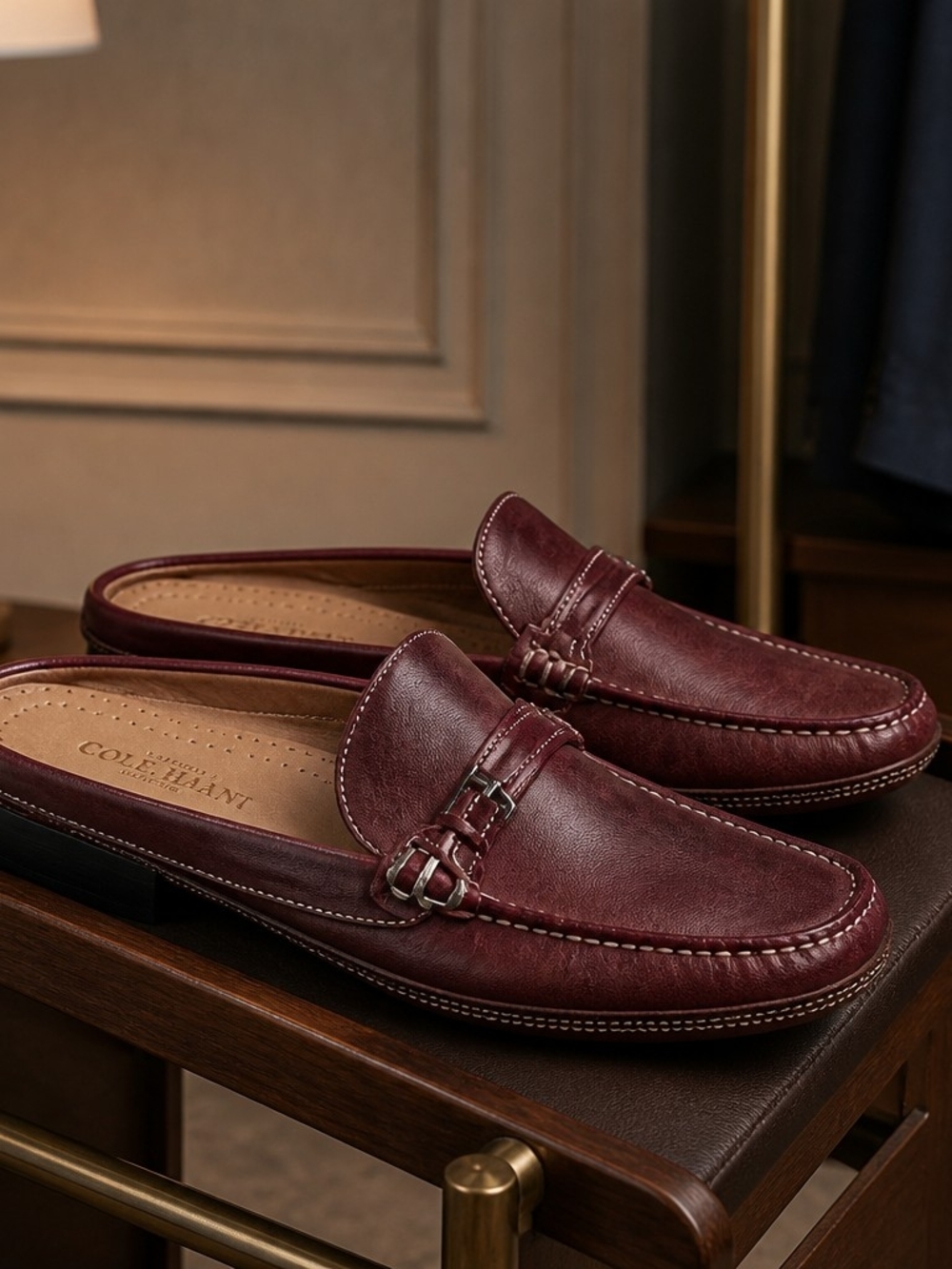 Cole Haan Women’s Burgundy Leather Penny Loafers